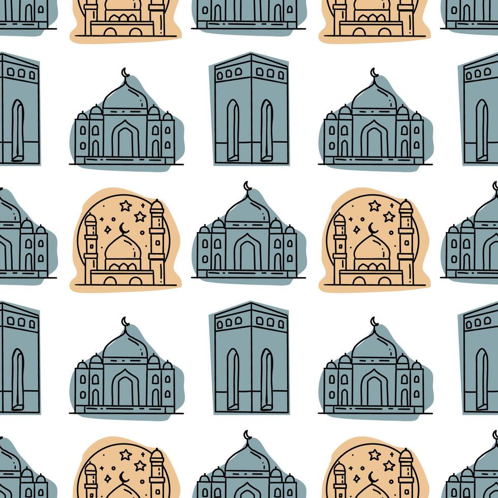 Ramadan background. Hand drawn seamless pattern. vector