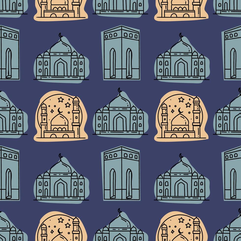 Ramadan holiday background. Hand drawn seamless pattern. vector
