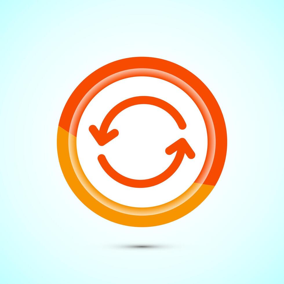 Sync processing icon design, Synchronization or reset icon, Reload sign, Orange color button design vector