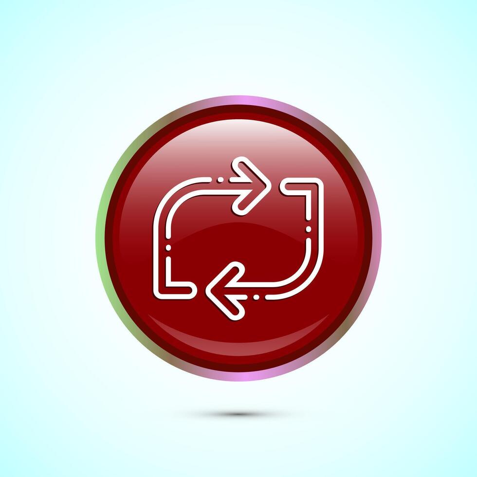 Sync processing icon design, Synchronization or reset icon, Reload sign, Red color round button design vector