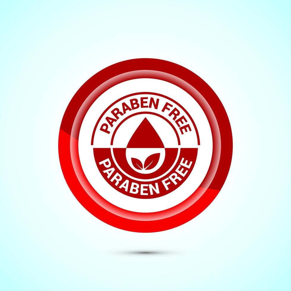 Paraben free icon, suitable for product label. Red color button design vector
