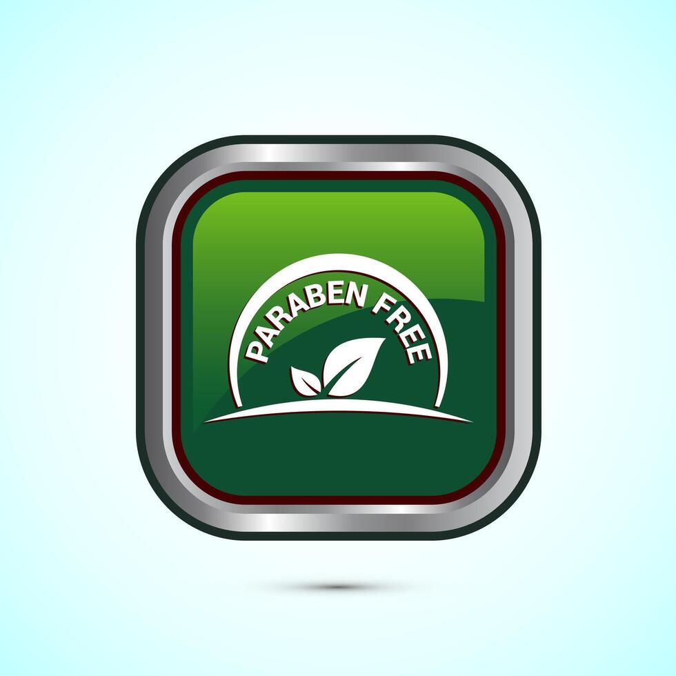Paraben free icon, suitable for product label. Green color square button design vector