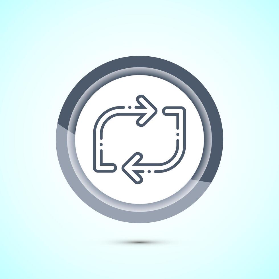 Sync processing icon design, Synchronization or reset icon, Reload sign, Gray color button design vector