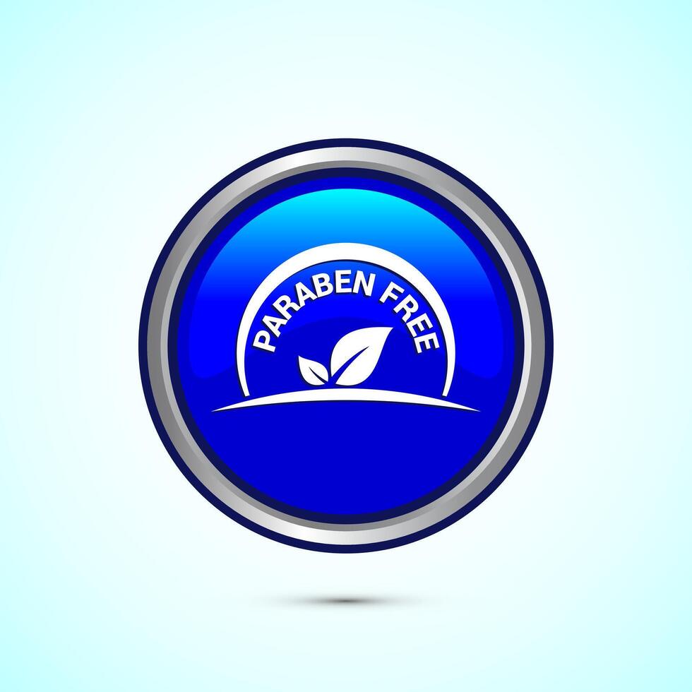 Paraben free icon, suitable for product label. Blue color round button design vector