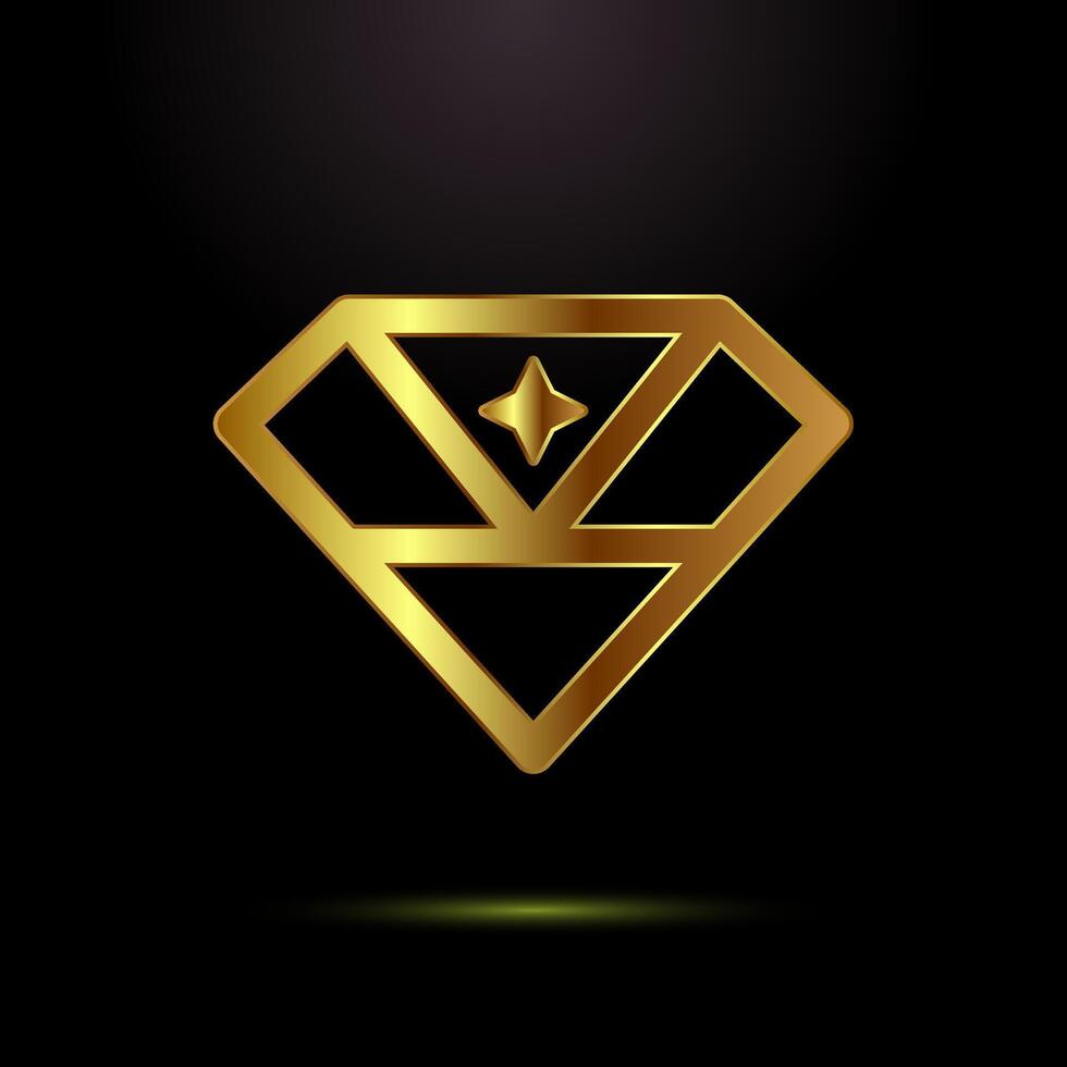 Diamond icon design. Jewel and gem icon sign in gold color vector