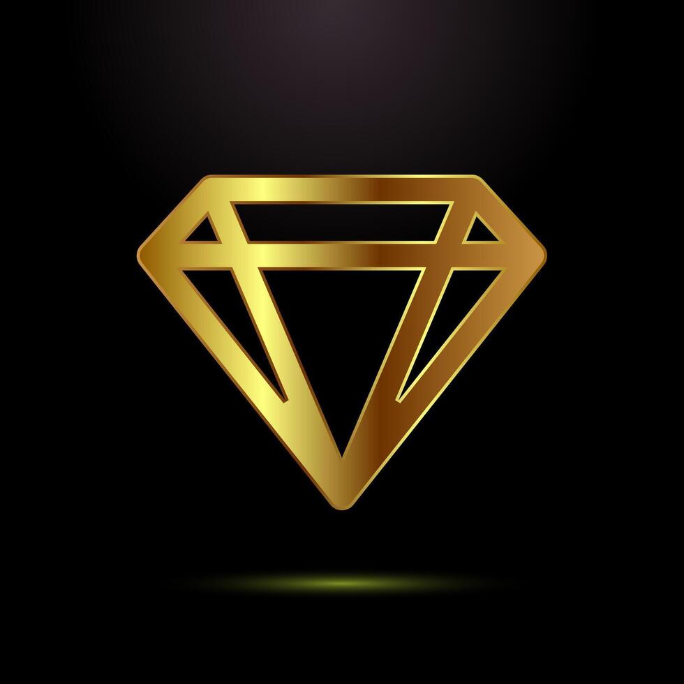Diamond icon. Jewel and gem icon sign in gold color vector