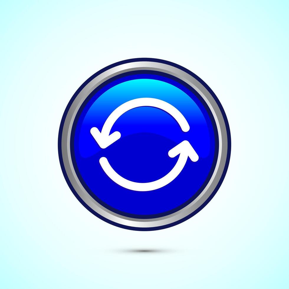 Sync processing icon design, Synchronization or reset icon, Reload sign, Blue color round button design vector