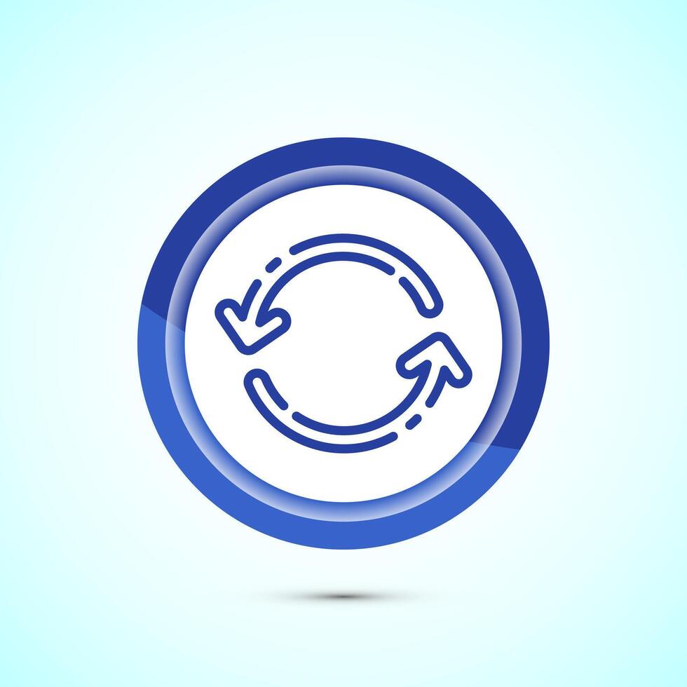 Sync processing icon design, Synchronization or reset icon, Reload sign, Blue color button design vector