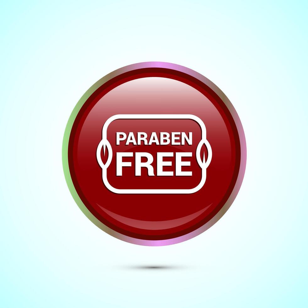 Paraben free icon, suitable for product label. Red color round button design vector
