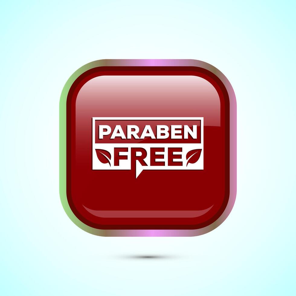 Paraben free icon, suitable for product label. Red color square button design vector