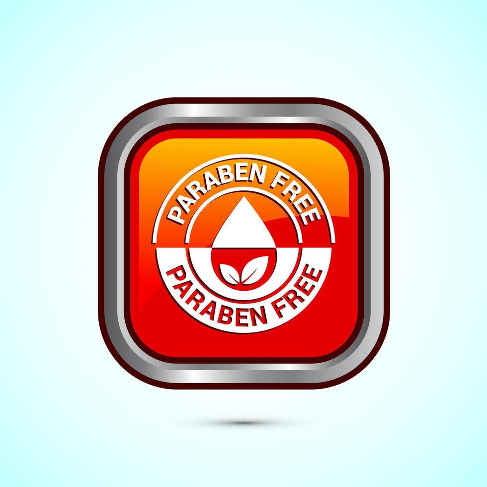 Paraben free icon, suitable for product label. Orange color square button design vector
