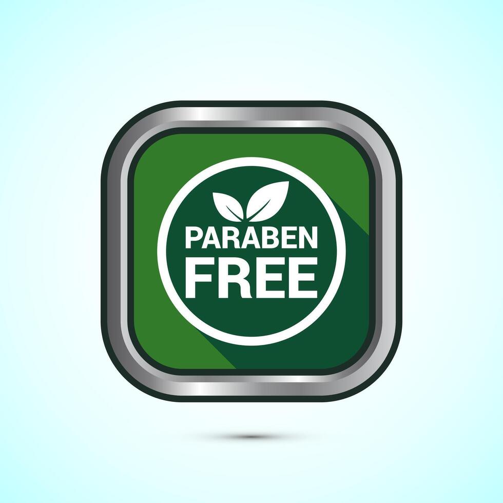 Paraben free icon, suitable for product label. Green shadow button design vector