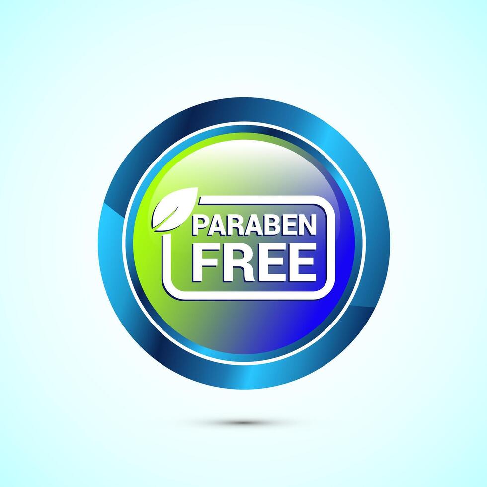 Paraben free icon, suitable for product label. Glossy round button design vector