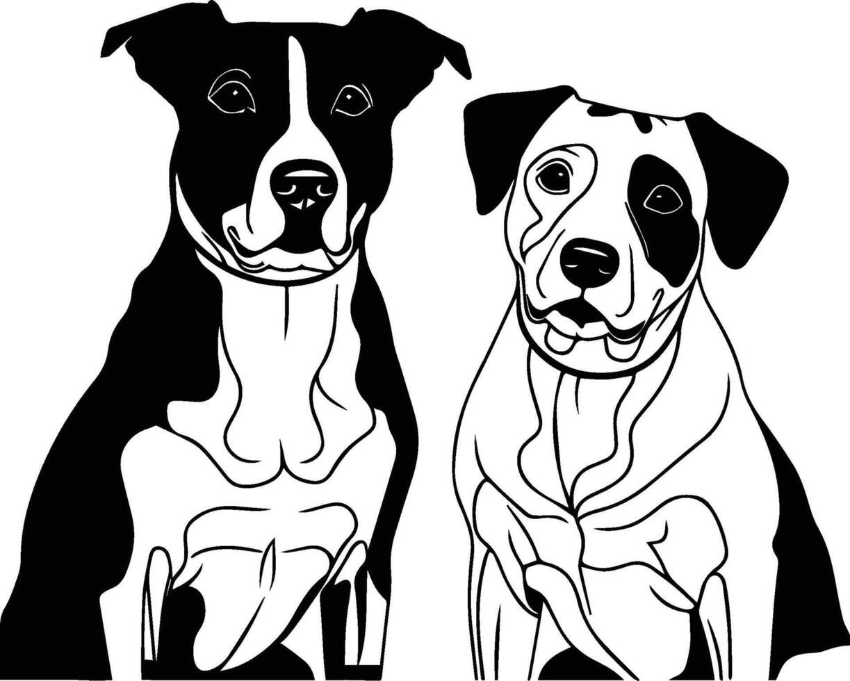 Tow Dog Love's black Silhouette ,Dog art, Dog drawing vector