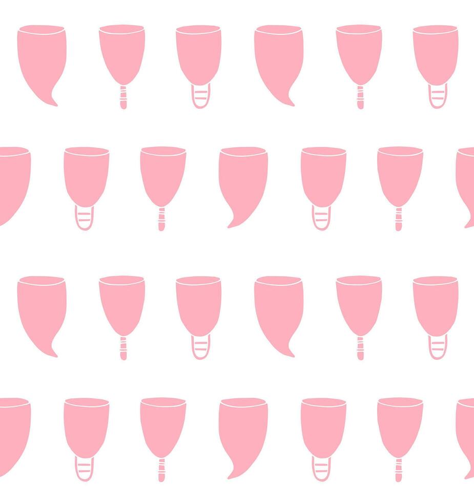 Seamless pattern of doodle sketch menstrual cup isolated on white background vector