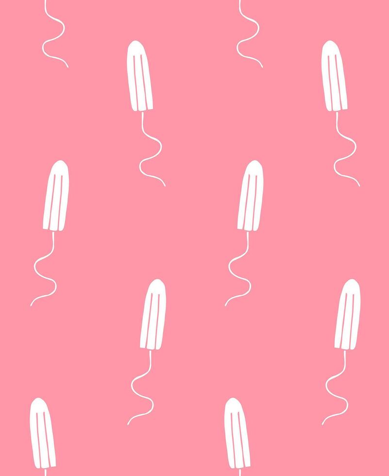 Seamless pattern of colored hand drawn doodle sketch menstrual tampon isolated on white background vector