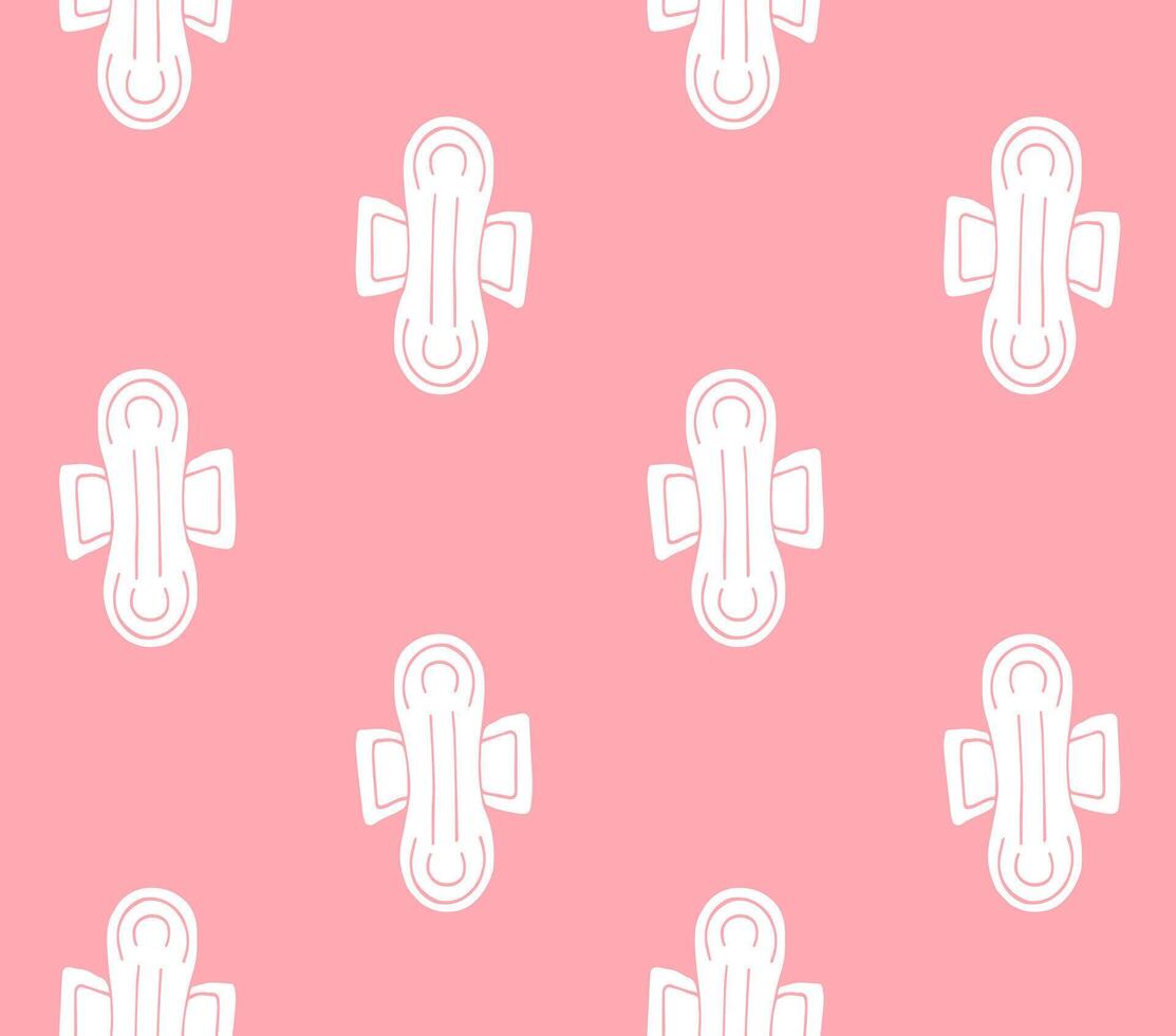 Seamless pattern of hand drawn doodle sketch menstrual pad napkin vector
