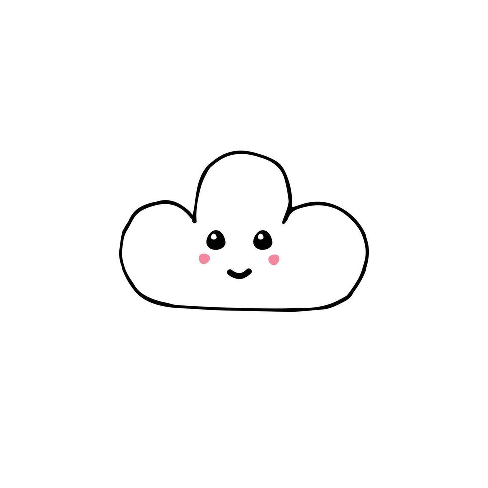 Hand drawn doodle sketch cloud with face vector