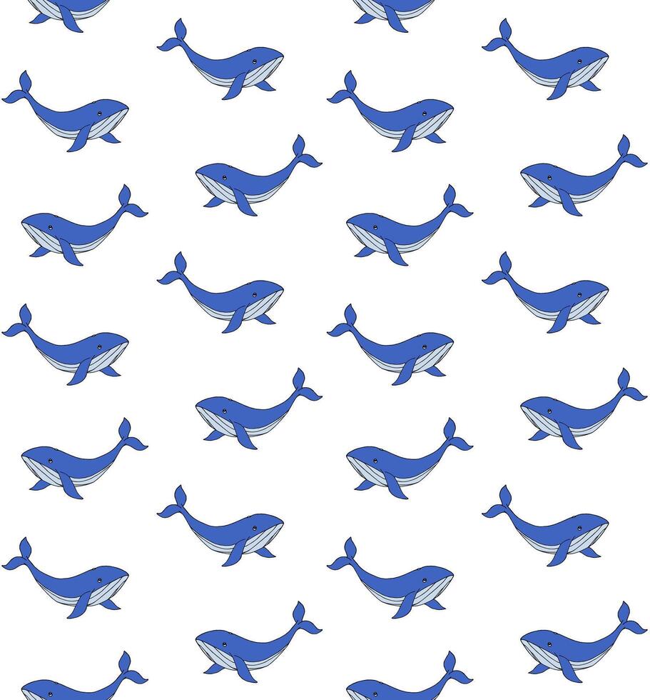 Seamless pattern of doodle sketch whale isolated on white background vector