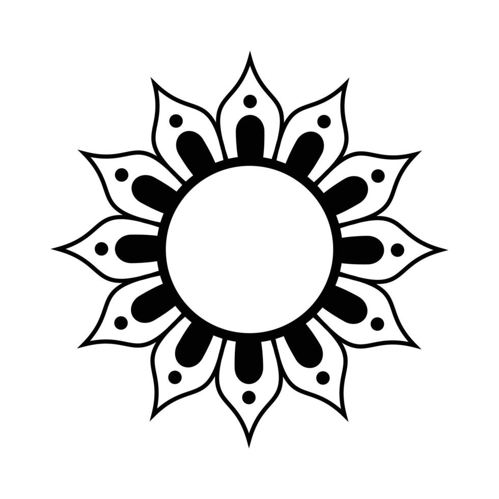 Simple mandala outline round flower template. vector