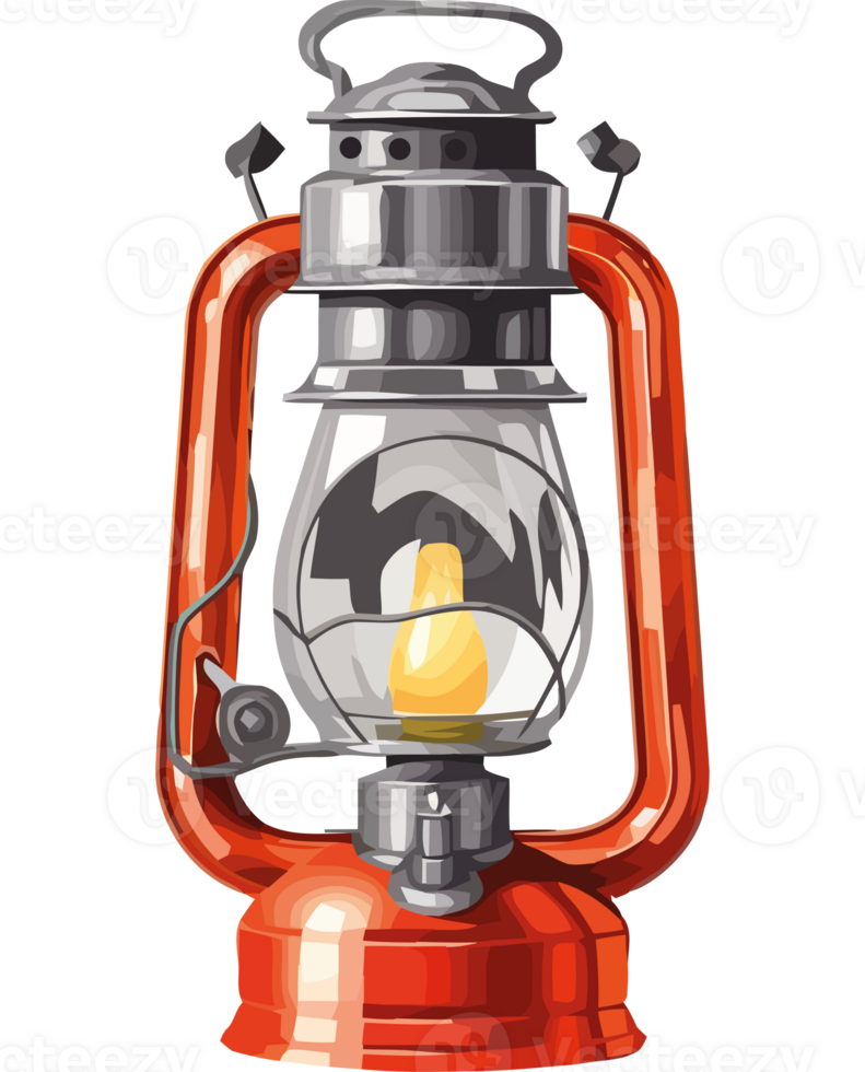 Antique lantern glowing with fiery kerosene flame icon isolated png