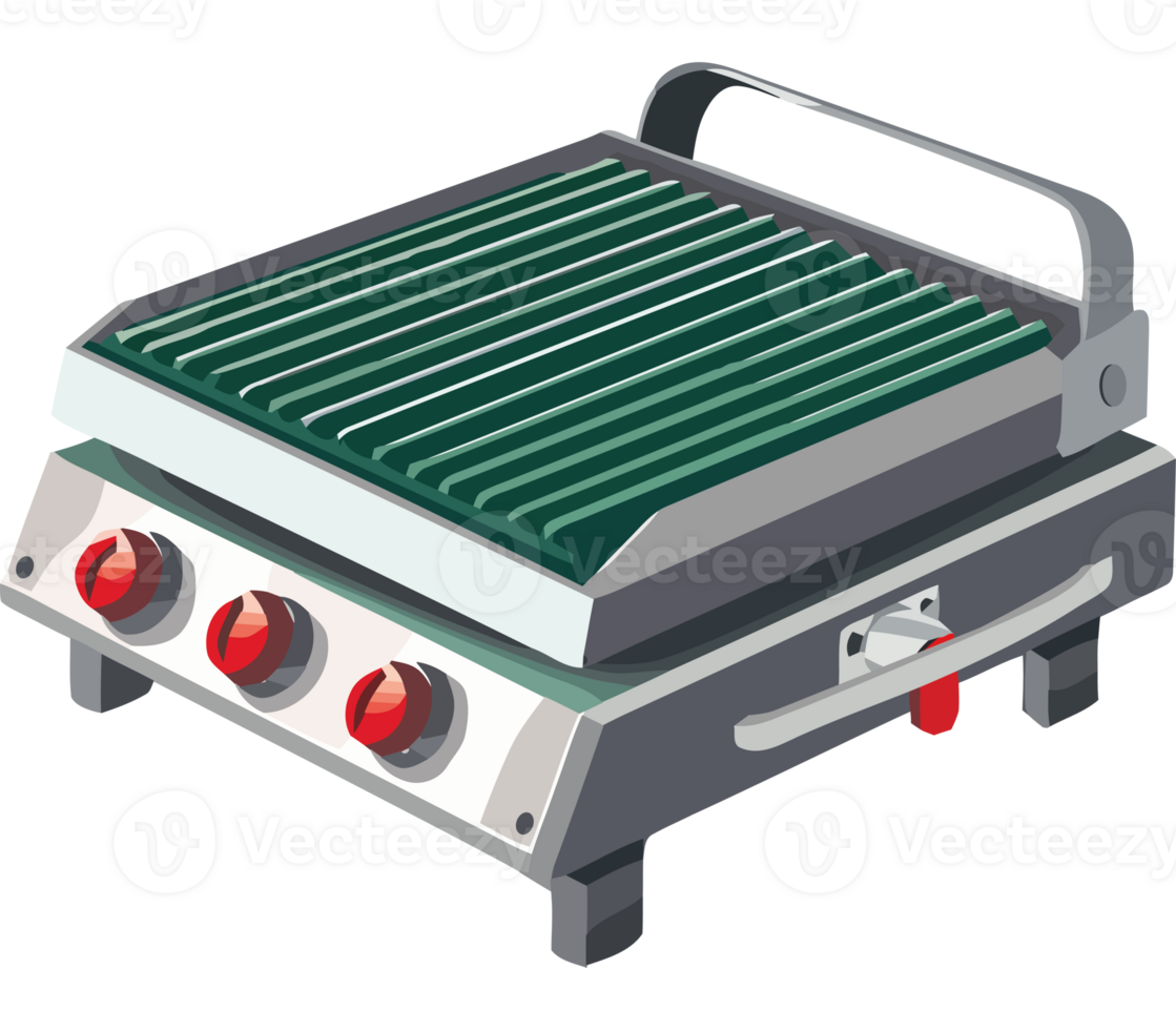 Grilled meat on a modern barbecue grill icon isolated png