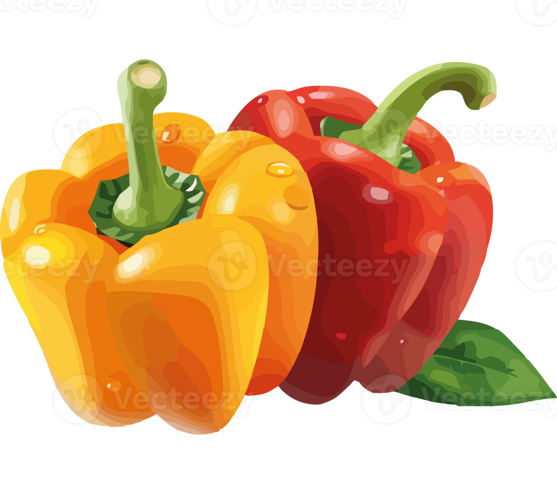 Two red and yellow peppers icon isolated png
