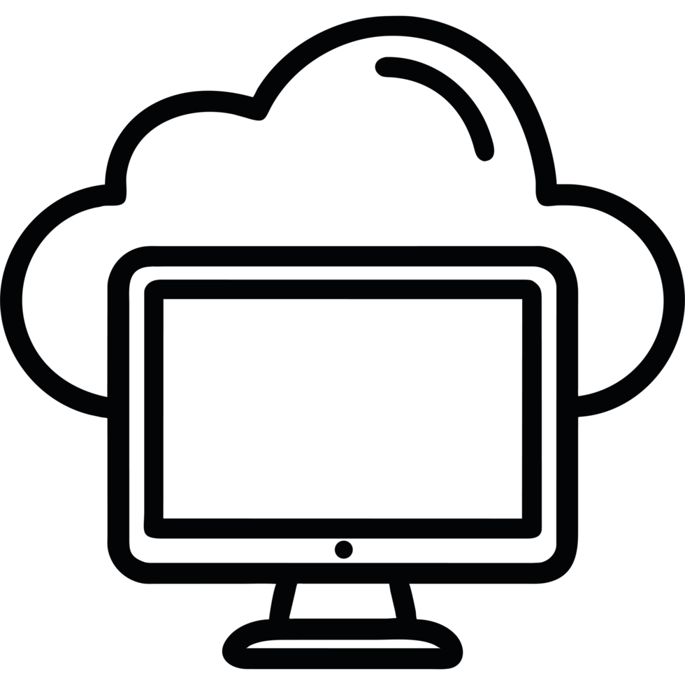 Computer monitor with a cloud icon isolated png