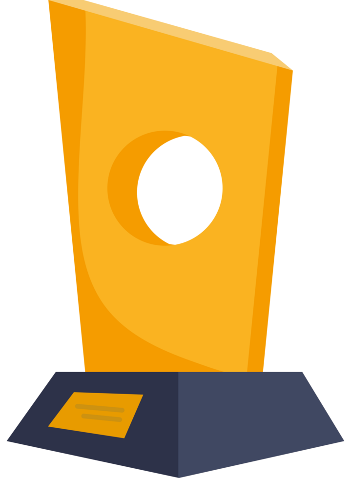 Yellow trophy with hole icon isolated png