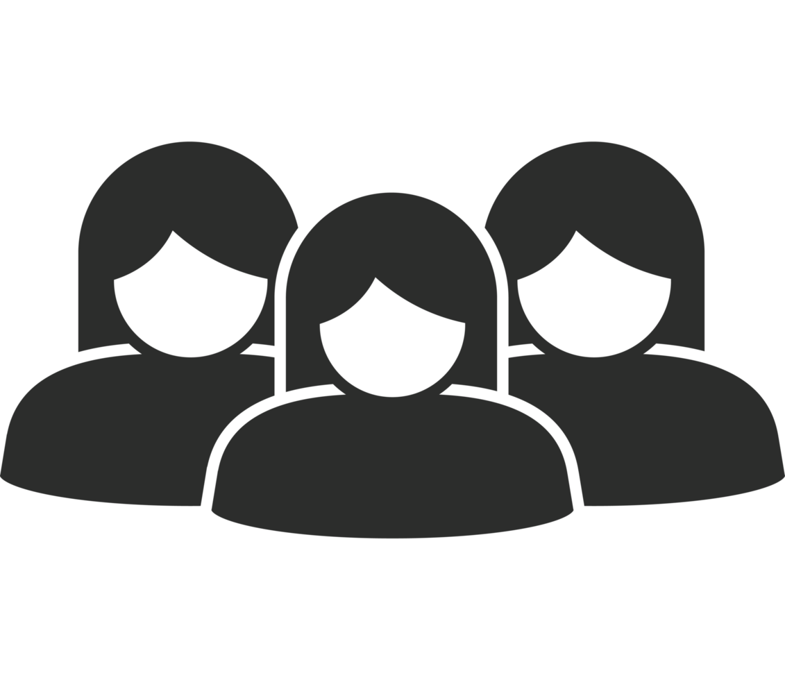 Three people in silhouette icon design isolated png