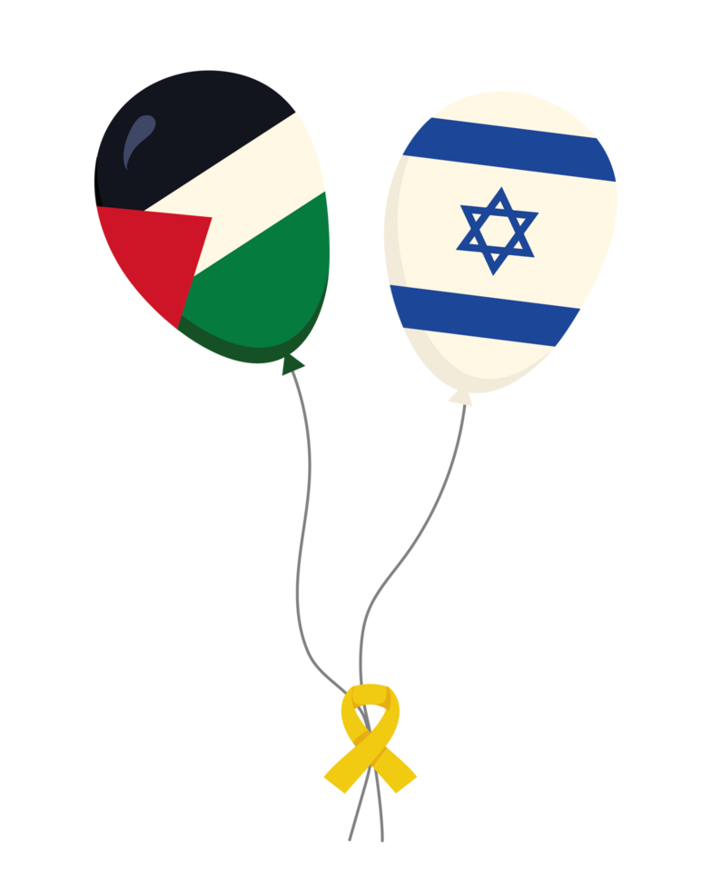 Balloons with the flag of israel and palestine icon design isolated png