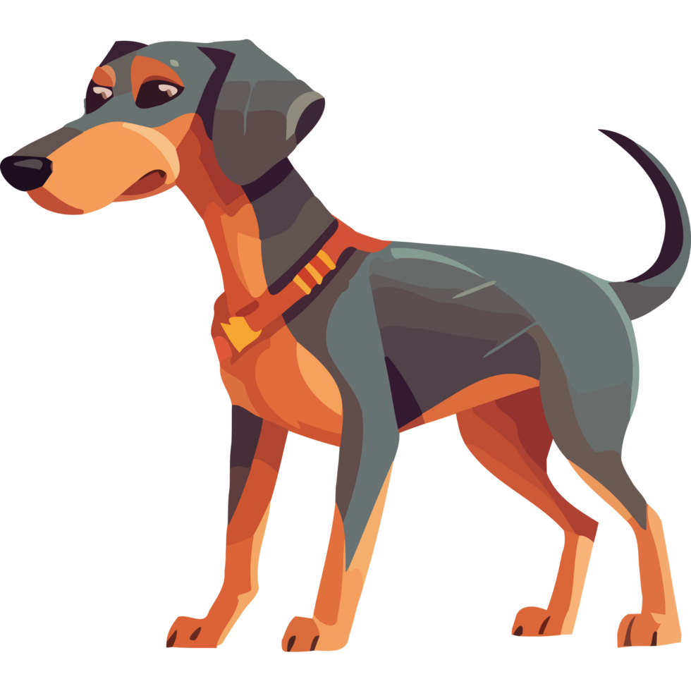 A cartoon dog with a collar and leash icon design isolated png
