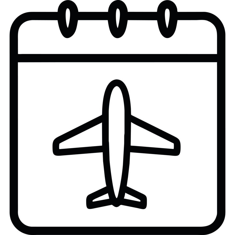 Calendar with an airplane icon design isolated png