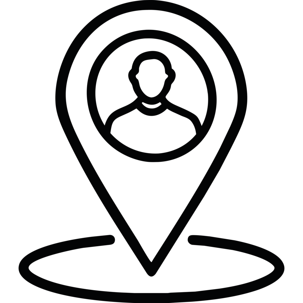 A location pin with a person icon design isolated png