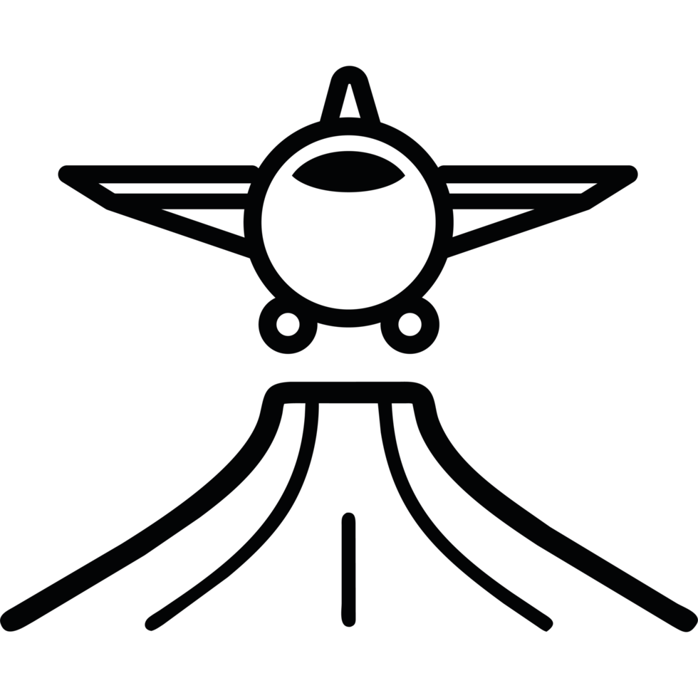 Plane flying over a runway icon isolated png