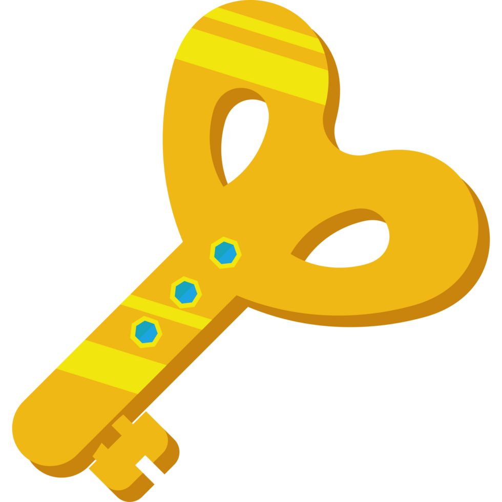 A yellow key with blue dots icon isolated png