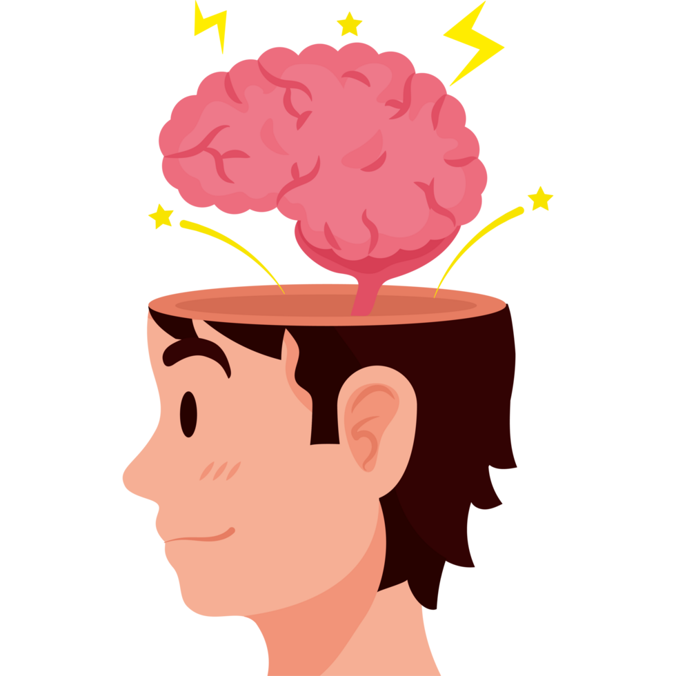 profile brain design icon isolated png