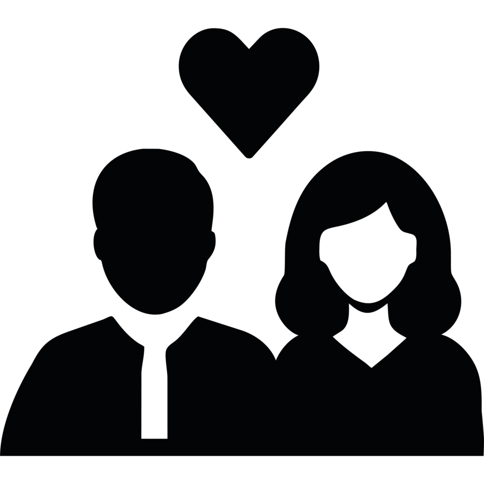 A couple is silhouetted icon isolated png