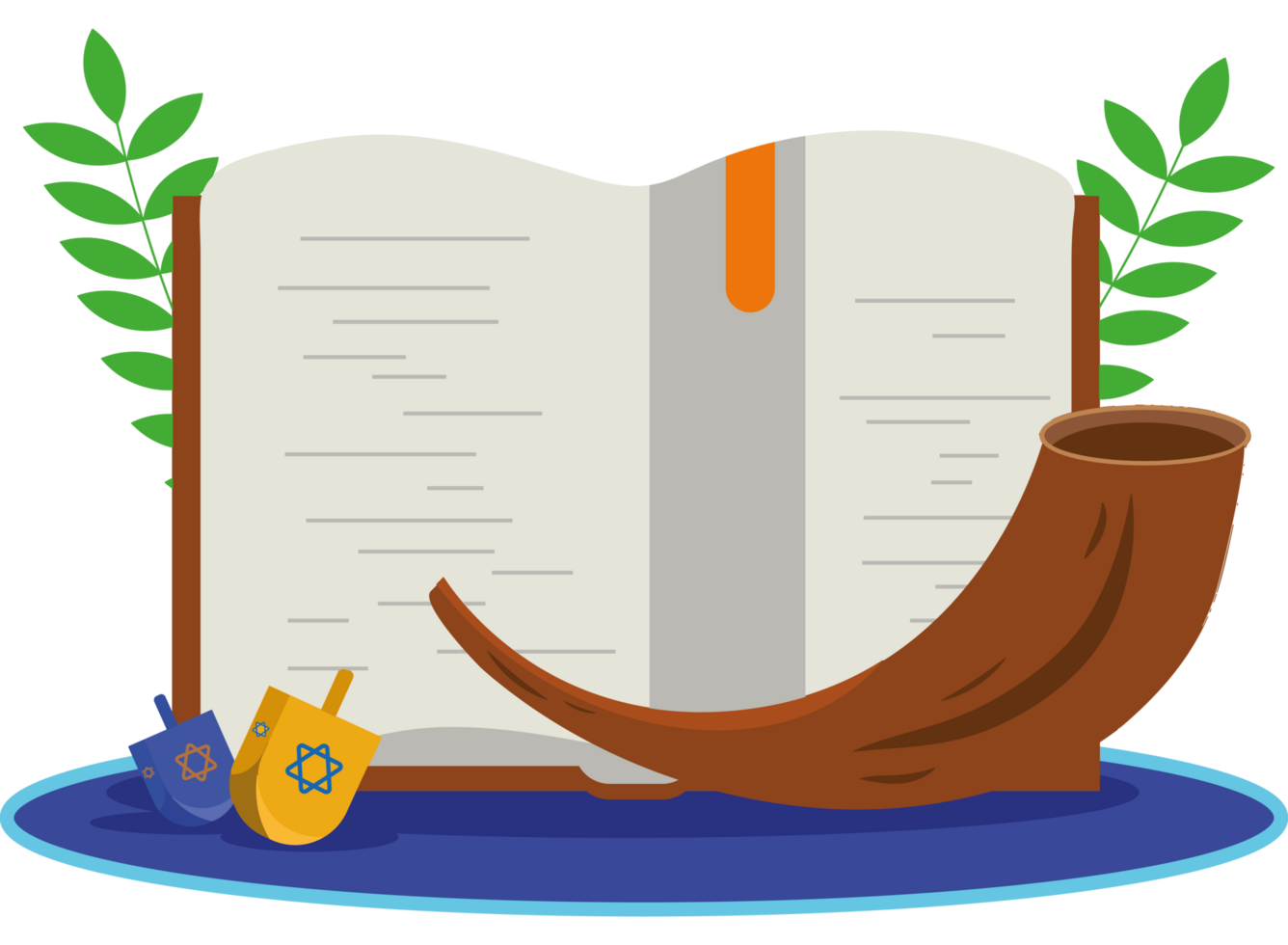 yom kippur illustration with horn icon isolated png