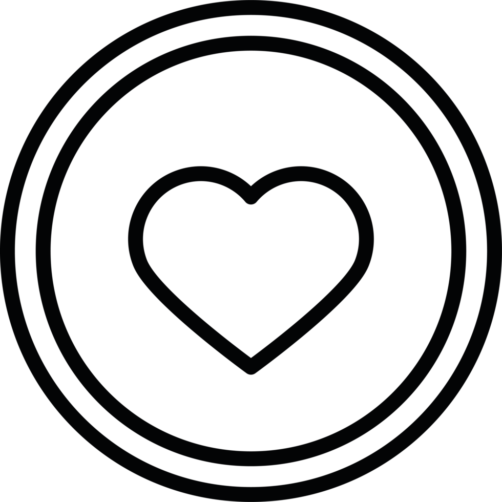 A black heart in a circle icon isolated png