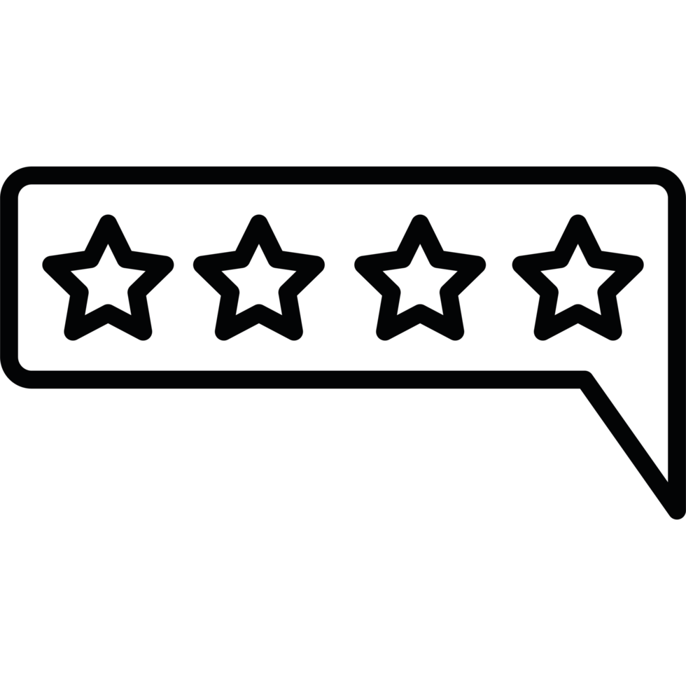 A speech bubble with five stars ratings icon isolated png