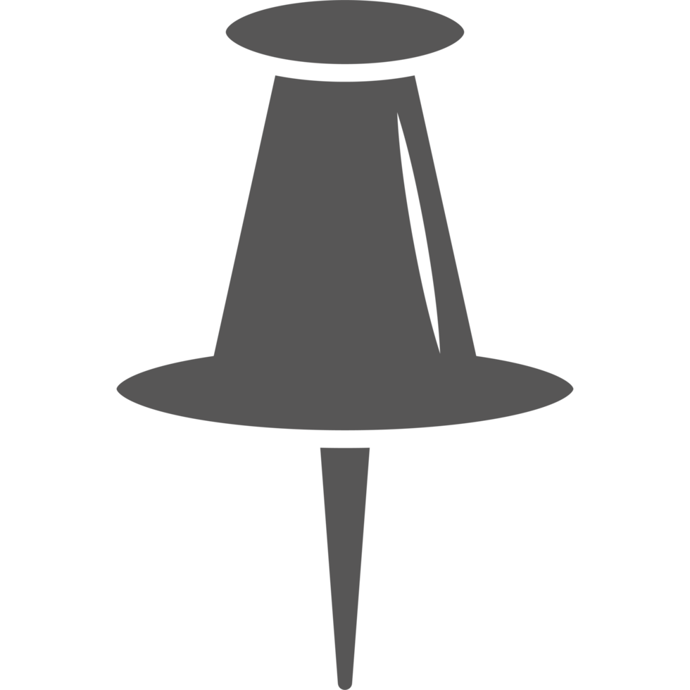 A black and white illustration of a pin icon isolated png