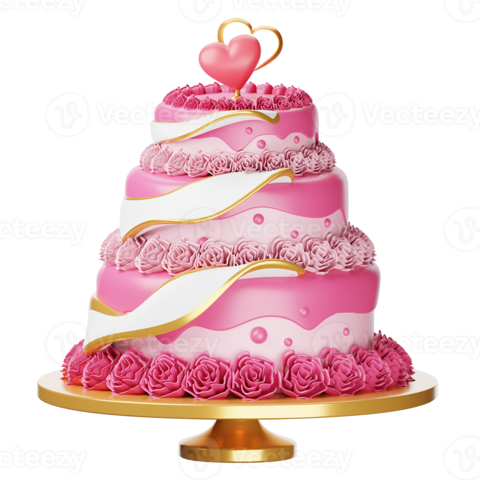 A pink cake with a heart on top png