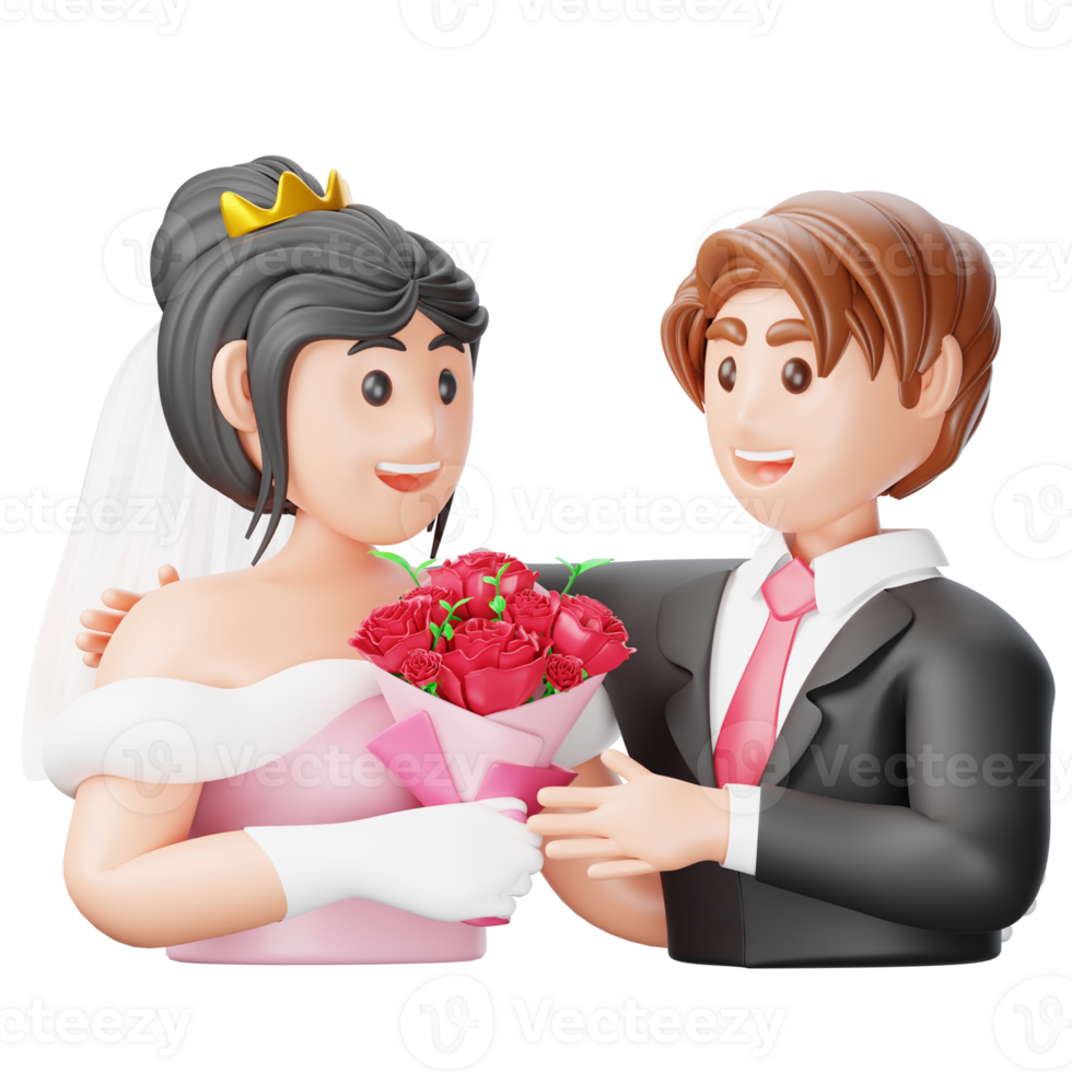 A couple of figurines of a bride and groom png