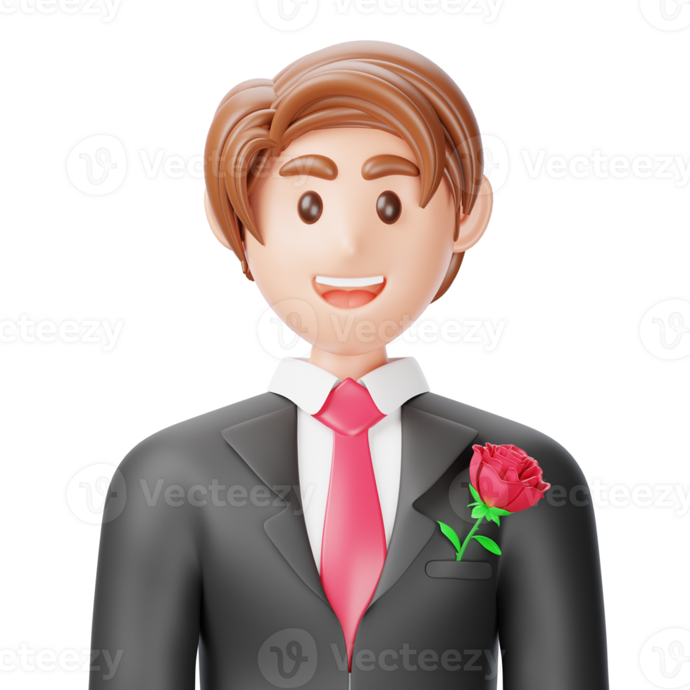 A man in a suit and tie holding a rose png