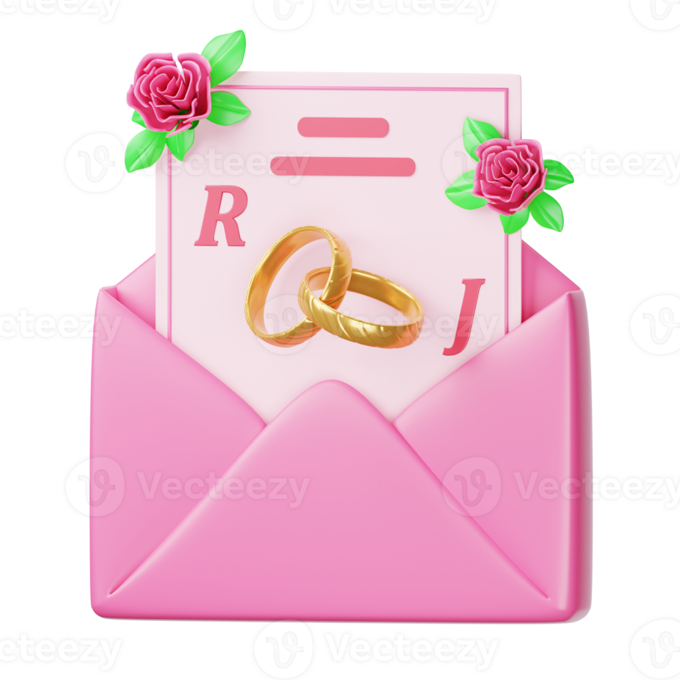 An envelope with two wedding rings and a note png
