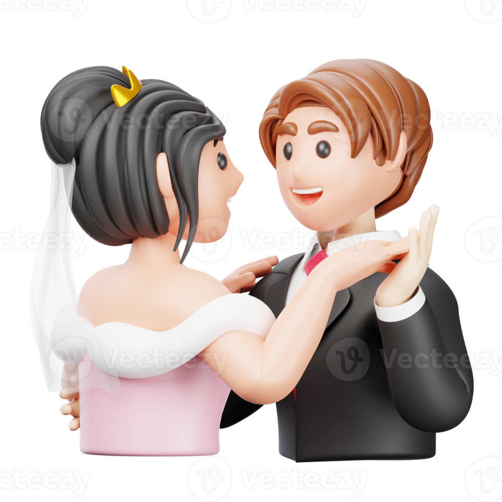 A figurine of a bride and groom holding hands png