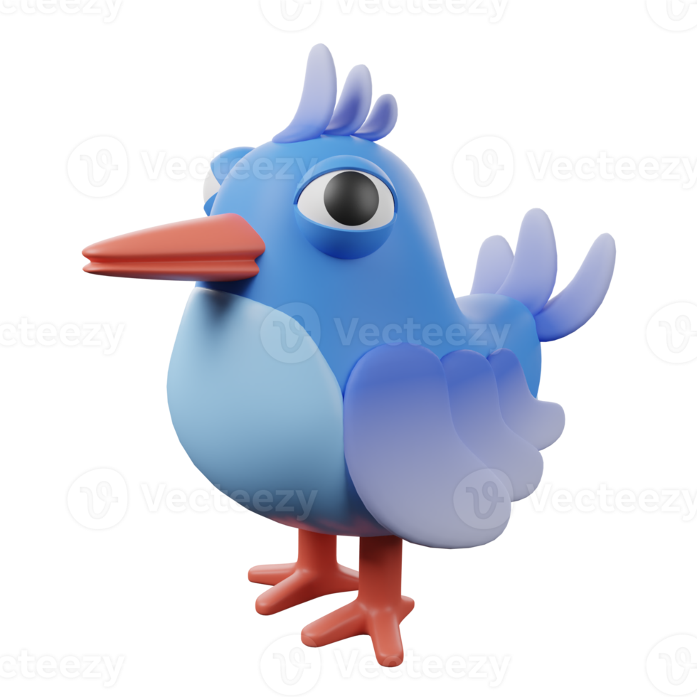 A blue bird with a red beak and a long tail png