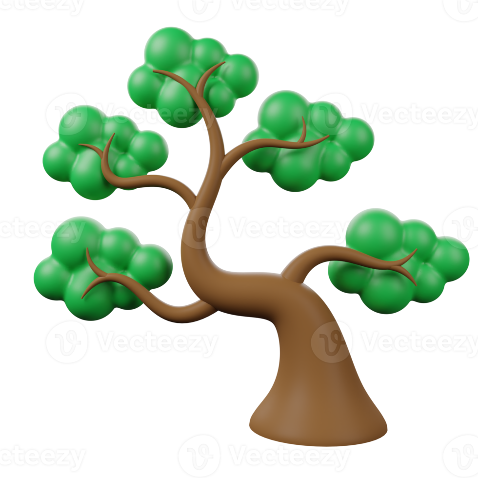 A cartoon tree with green leaves png