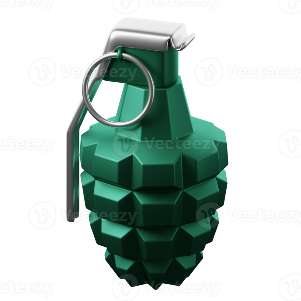 A green grenade with a metal ring on it png